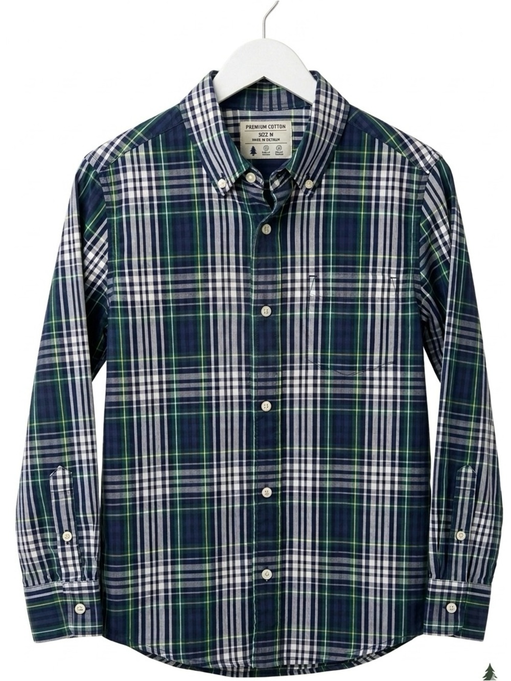 Crewcuts boys Navy,Green & White Plaid Button-Down Shirt - fall - holiday- size8